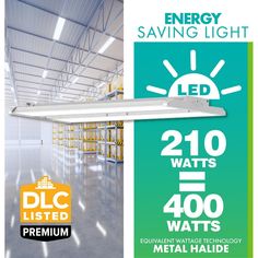 an advertisement for led lighting in a warehouse with the words energy saving light on it