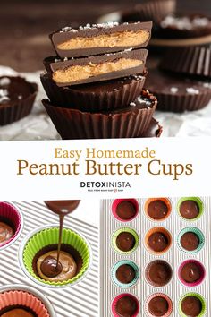 easy homemade peanut butter cups with chocolate in the middle