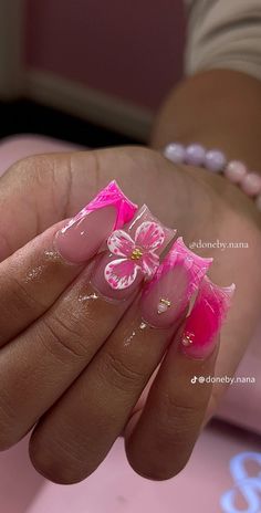 Pink Coffin Birthday Nails, Hawaiin Nails Ideas, Coffin Birthday Nails, Hello 16, Horror Nails, Pink Coffin, Acrylic Toes, Cute Simple Nails, Diy Acrylic Nails