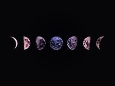 five phases of the moon in different colors