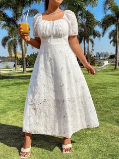 Baby Pink Casual,Boho Collar Short Sleeve Embroidery Floral A Line Embellished Non-Stretch  Women Plus Clothing Plus Size A Line Dress, Petite Plus Size Dresses, Plus Size Casual Dress, Modest Cute Dresses, Plus Size Sun Dresses, Milkmaid Dress Plus Size, Plus Size Cottagecore Outfits, Vacation Outfits Plus Size, Cottagecore White Midi Dress With Floral Print