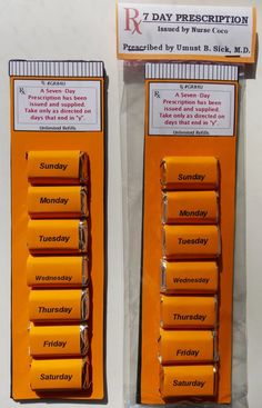 an orange display case with twelve days of the week written on it and four rows of batteries attached to them