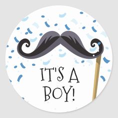 it's a boy sticker with a mustache