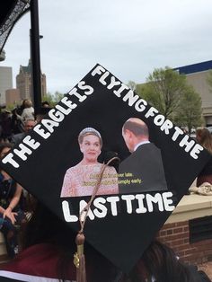 a black graduation cap with the words, there is flying for the last time on it