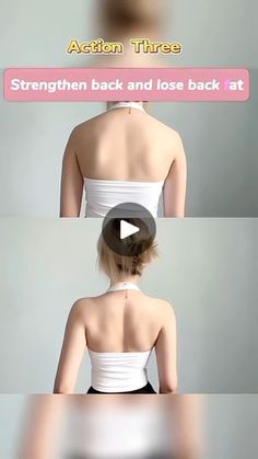 the back view of a woman's dress in three different positions, with text above it