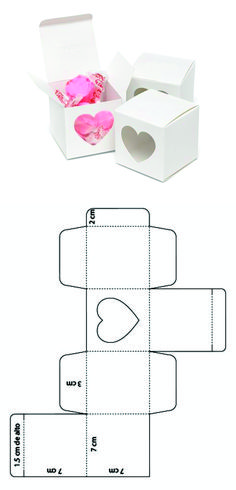 an open box with hearts inside and cut out