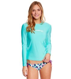 O'Neill Women's Basic Skins Long Sleeve Surf Tee Body Glove Swimwear, Oneill Womens, Long Sleeve Swim Shirt, Rash Guard Swimwear, Long Sleeve Swim, Surf Tee, Long Sleeve Rashguard, Swim Shirts, Body Glove