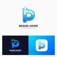 letter p logo design with blue and black colors