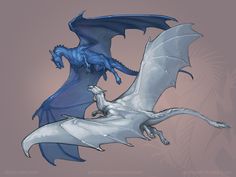 two blue and white dragon flying next to each other