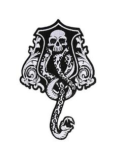 a black and white drawing of a snake with a skull on it's back