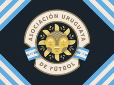 the emblem for asoccion urucuaa de futbol on a blue and white striped background