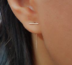 Bar threader earrings, Line threader, Double sided earring, front back earrings, Line ear jacket ear Second Hole Earrings, Staple Earrings, Silver Threader Earrings, Double Sided Earrings, Double Piercing, Jacket Earrings, Front Back Earrings, Ear Jacket Earring, Earring Jackets