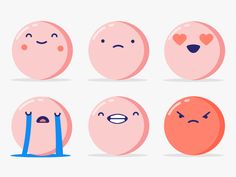 four eggs with different expressions and faces