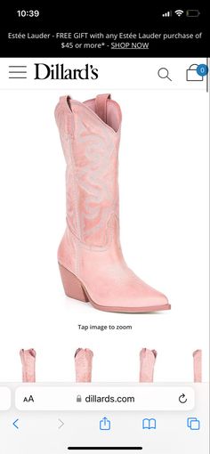 a pair of pink cowboy boots is shown on the app store's mobile page