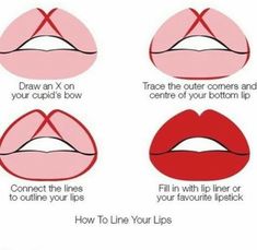 How to line your lips makeup lips lipstick lipliner Fuller Lips Makeup, Fuller Lips Naturally, Basic Makeup Tutorial, Makeup Charts, Lip Tips, Party Make-up, Lipstick For Fair Skin, Lip Tutorial