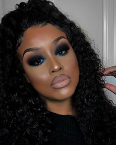 Blue Smokey Eye, Interesting Videos, Beauty Make-up, Shop Makeup, Blue Eyeshadow, Dark Skin Makeup, Looks Black, Makeup For Black Women