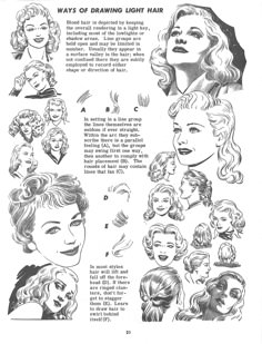 an old fashion ad for hair and make - up from the 1950's, showing different hairstyles