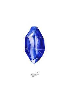 a watercolor drawing of a blue diamond