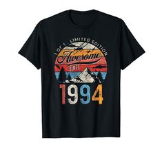 PRICES MAY VARY. 30th birthday tee Retro Sunset Style Apparel. Grab this Awesome since 1994 tee for him/ her: age 30 years old man gifts, female 30 birthday decorations born in 1994 stuff, clothes, outfit, supplies. Great Gifts Idea for Men, Women turning 30 Vintage style 1994 Limited Edition Male Birthday Gifts. Funny Holliday present for mom in law, dad, husband, wife, friend, auntie, grandpa, grandma, pop, uncle, godfather on thirty year old happy b-day 30th Lightweight, Classic fit, Double-n Male Birthday Gifts, 70th Birthday Decorations, 60th Birthday Decorations, Mom In Law, Man Gifts, Male Birthday, Retro Tee, Birthday Tee, T Shirt Image