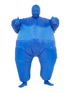 an inflatable blue sumo wrestler costume