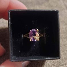 10k Black Hills Gold Ring With Purple Amethyst. Size I Believe Is An 8. Black Hills Gold Rings, Black Hills Gold Jewelry, Black Hills Gold, Ring Color, Black Hills, Purple Amethyst, Purple Gold, Womens Jewelry Rings, Gold Ring