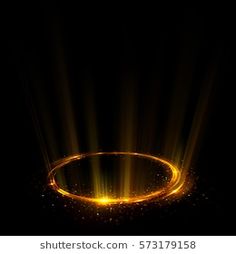 an abstract gold ring with light rays on a black background for your text or image