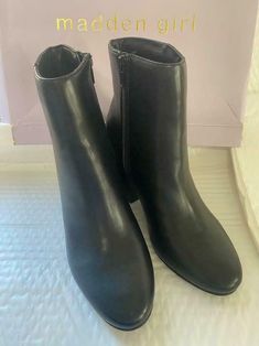 Madden Girl Boots Women Size 7 Black Pari Aaden Pu Leather Heels Block 3 Inchs MADDEN GIRL Women's BLACK BOOTS Patent leather US Size 7 New, unworn with original Damage Box   Get images that make Supersized seem small. Showcase your items with Auctiva's Listing Templates! THE simple solution for eBay sellers. Track Page Views With Auctiva's FREE Counter Madden Girl Boots, Heels Block, Girl Boots, Copyright Law, Black Boots Women, Madden Girl, Boots Women, Chapter 1, Leather Heels