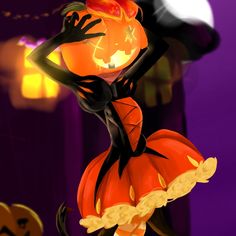 a woman dressed as a witch holding a pumpkin