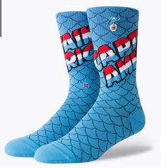 Crew Length Medium Cushion Captain America Comic, Marvel Artwork, Stance Socks, Boys Socks, Marvel Captain America, Blue Socks, Athletic Socks, Steve Rogers, Kids Socks