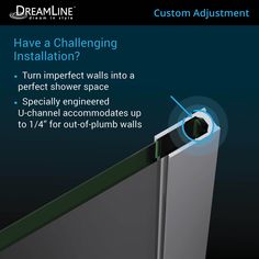 an advertisement with the words, have a challenging installation? turn imperfectfect walls into a perfect shower space