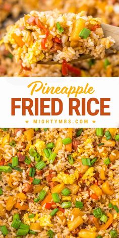 pineapple fried rice with green onions and carrots