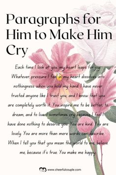 Paragraphs for Him to Make Him Cry Preview Image Long Paragraphs For Him, Love Paragraphs For Him, Small Love Quotes, Cute Messages For Him, Love Paragraph, Paragraphs For Him, Long Paragraphs, Cute Quotes For Him