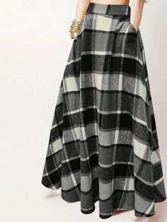 Women High Waist Pocket Plaid Long Casual Skirt Multicolor Casual   Polyester Plaid Flared Non-Stretch  Women Clothing, size features are:Bust: ,Length: ,Sleeve Length: Long Skirt Casual, Couple Pajamas, Tartan Skirt, Skirt With Pockets, Casual Skirt, Plaid Print, Skirts With Pockets, Womens Fall, Women's Leggings