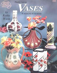 an advertisement for vases with flowers and other decorative items in front of the ad