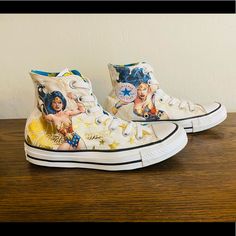 2014 Limited Edition Wonder Woman High Top Converse. Limited Release. Only Worn One Time. Euc. Perfect Condition. Size 3.5 Kids/ 5.5 Womens Size Runs A Little Big Ws-Aa High Top Converse, Converse White, 5 Kids, Converse High, Converse High Tops, Womens Converse, Converse Shoes, High Top, High Tops