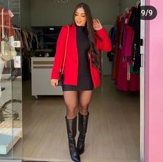 Outfits Posada, Outfit Navidad, Office Attire Women, Pantyhose Fashion, Clubbing Outfits, Red Blazer, Party Outfits, Todays Outfit