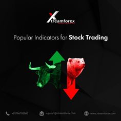 two bulls with arrows pointing to each other and the words popular indicators for stock trading