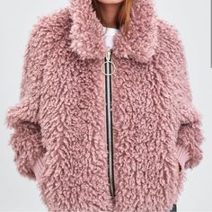 Nwt Zara Size Small Mauve Pink Fuzzy Shearling Bolger Jacket Fuzzy Collar Black And Silver Zipper Closure In Front. 2 Pockets (No Zippers) Gathered Hem And Gathered Wrists. Pink Fluffy Winter Outerwear, Fluffy Pink Outerwear For Spring, Fluffy Pink Spring Outerwear, Purple Faux Fur Trim Coat For Fall, Trendy Pink Fluffy Outerwear, Pink Fluffy Long Sleeve Outerwear, Purple Faux Fur Coat For Winter, Purple Long Sleeve Fur Coat With Faux Fur Trim, Cozy Pink Outerwear With Faux Fur Lining