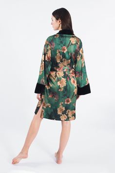 KIM + ONO Azumi Short Kimono Wrap – kimandono.com Long Kimono Cardigan, Short Kimono Robe, Elegant Kimono, Plus Size Kimono, Kimono Robes, Silk Kimono Robe, Kimono Wrap, Floral Robes, Short Kimono