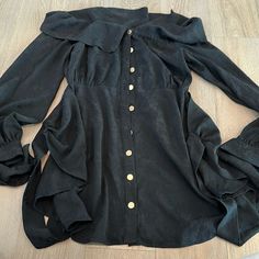 New With Tags!! Ships Same Day If Placed Before 12 Est! Offers Welcome! Happy Poshing Black Long Sleeve Blouse For Cocktail, Black Long Sleeve Cocktail Blouse, Black Dress Long Sleeve, Purple Wrap Dress, Black Dress Long, Sheer Sleeve Dress, Wrap Dress Long Sleeve, 1960 Dresses, Wrap Dress Long