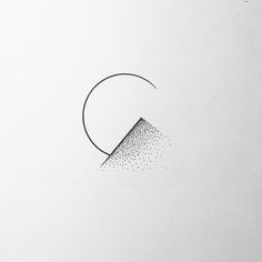 a black and white drawing of a half circle with dots coming out of the center