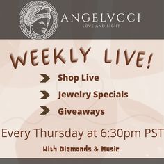 Join us every Thursday at 6:30 pm PST for SHOP Live with Diamonds & Music for amazing jewelry specials and free weekly Jewelry #Giveaways! #angeluccijewelry #handmadejewelry #jewelry #jewelryaddict #jewelryart #jewelrydesign #jewelrydesigner #jewelryforsale #jewelrylover #jewelrylovers #jewelrymaker #jewelrymaking #jewelryoftheday #jewelrysale #jewelryshop #jewelrytrends #accessories #beautiful #beauty #bracelet #eyes #fashion #handmade #love #necklace #outfit #rings #style #wristgame Necklace Outfit, Rings Style