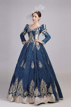 Silver Medieval Dress, Medieval Royal Dress, Medieval Dress Royal, Blue Victorian Dress, Style Types, Prom Season, Embroidery Print, Punk Dress, European Dress