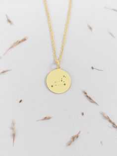 ♥ 14k Solid Gold Leo Constellation Necklace ♥ MATERIAL The whole jewelry is made from 14k SOLID GOLD ♥ The inner diameter of the jump ring is 4mm ♥ Pendant thickness is 0.5mm ♥ FREE EXPRESS SHIPPING ♥♥ PACKAGING All items come in a beautiful gift box Please do not hesitate to message me, I am one click away from you and I always love hearing your questions and comments!! ♥ Thank you for your support ♥ Love, Rebecca Gold Zodiac Sign Necklaces For Birthdays, Gold Zodiac Sign Necklaces For Birthday, Aquarius Necklace, Aries Necklace, Taurus Necklace, Leo Necklace, Scorpio Necklace, Aries Constellation, Aquarius Constellation