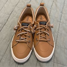 Brand New And Never Worn Women’s Sperry Top-Sider Shoe. Cognac Brown Leather, Memory Foam Soles, Size 8. Sperry Top Sider, Sperry Shoes, Top Sider, Leather Top, Sperrys, Flat Shoes Women, Cognac, Loafer Flats, Memory Foam