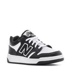 Drawing inspiration from classic NBA game-worn basketball shoes, the New Balance 480 is a trendy and long-lasting sneaker designed for kids. Its sleek leather upper and sturdy rubber cupsole make a fashion statement and ensure it can withstand daily wear and tear. A perfect blend of style and durability for young ones on the go! Wide width fit. Leather/synthetic upper. Durable rubber cup outsole. Adjustable lace closure for a customized fit. Inspired by classic game-worn NBA basketball shoes. Co New Balance Basketball Shoes For Streetwear, New Balance Streetwear Basketball Shoes, New Balance High-top Sporty Basketball Shoes, New Balance Sporty High-top Basketball Shoes, New Balance High-top Basketball Shoes With Rubber Sole, New Balance Black Basketball Shoes With Boost Midsole, New Balance Mid-top Basketball Shoes With Boost Midsole, New Balance Black Basketball Shoes For Sports, Leather Basketball Shoes For Streetwear