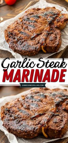 Garlic Steak Marinade, summer grilling ideas, summer dinner recipes Garlic Steak Marinade, Marinade For Steak, Easy Summer Grilling Recipes, Steak Marinades, Grilled Beef Recipes, Steak Bbq, Grilled Steaks, Garlic Steak, Garlic Marinade