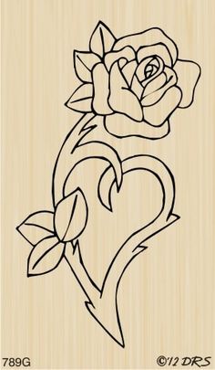 a drawing of a rose in the shape of a heart