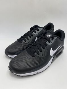 Nike Air Max 90 G Black White Anthracite Shoes (CU9978 002) Men's Size 12.5  | eBay Nike Air Max 90 White And Black, Black Nike Air Max For Streetwear, Nike Air Max Terrascape 90 Black, Black Breathable Nike Air Max For Streetwear, Black Fade-resistant Synthetic Nike Air Max, Nike Air Max Mens, Nike Air Max 90, Air Max, Nike Air Max