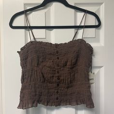 Free People Ruched Tank Top. Adjustable Straps. New With Tags. Brown Smocked Top For Summer, Brown Fitted Smocked Summer Top, Brown Summer Top With Smocked Bodice, Casual Brown Smocked Top With Ruffles, Brown Tops With Smocked Bodice For Summer, Brown Smocked Bodice Top For Summer, Casual Brown Smocked Top, Ruched Tank Top, Free People Tops